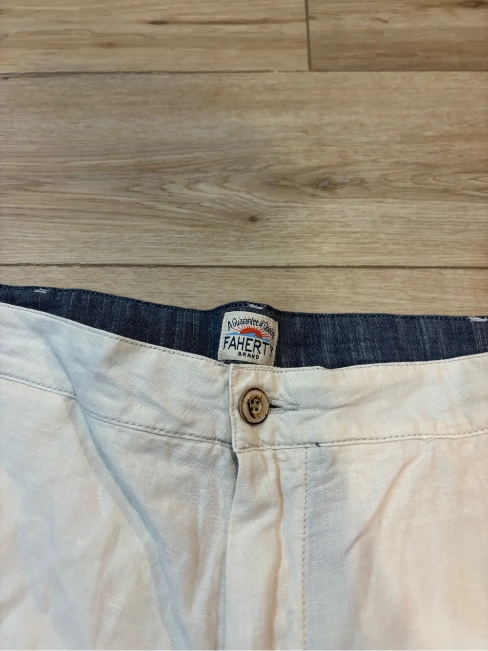 Faherty Malibu Shorts Cotton Linen Blend Summer Tan Khaki Men's 36 9” Inseam